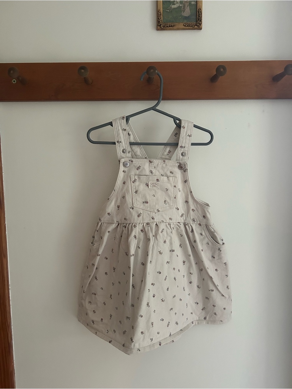 H&M Cream Floral Overall Dress for Girls